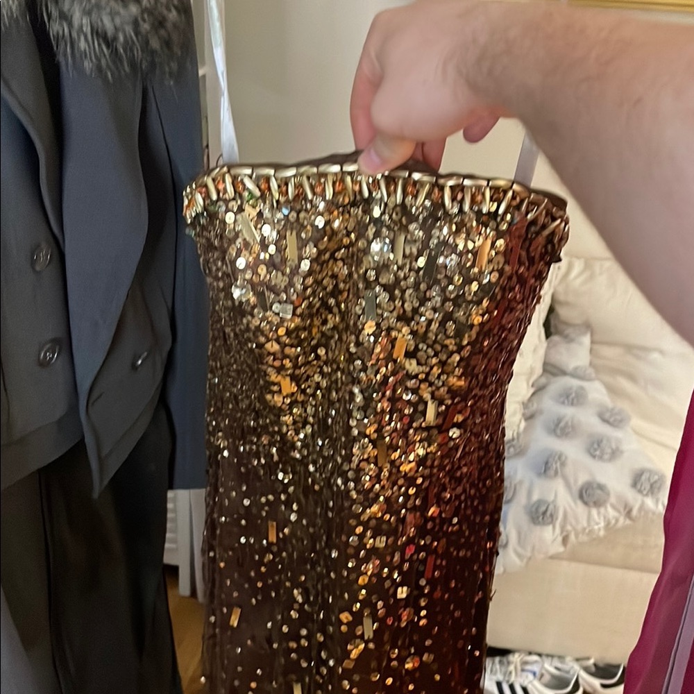 Alfred Angelo Gold Sequin Pencil Skirt Cocktail